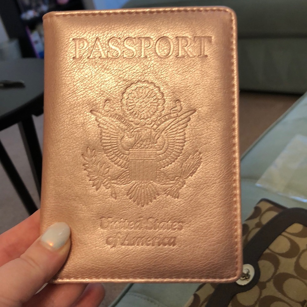 Rose gold passport cover